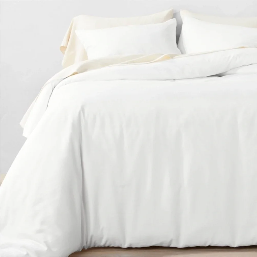 CASALUNA NWT 3pc cotton blend duvet & sham set -white -full/queen